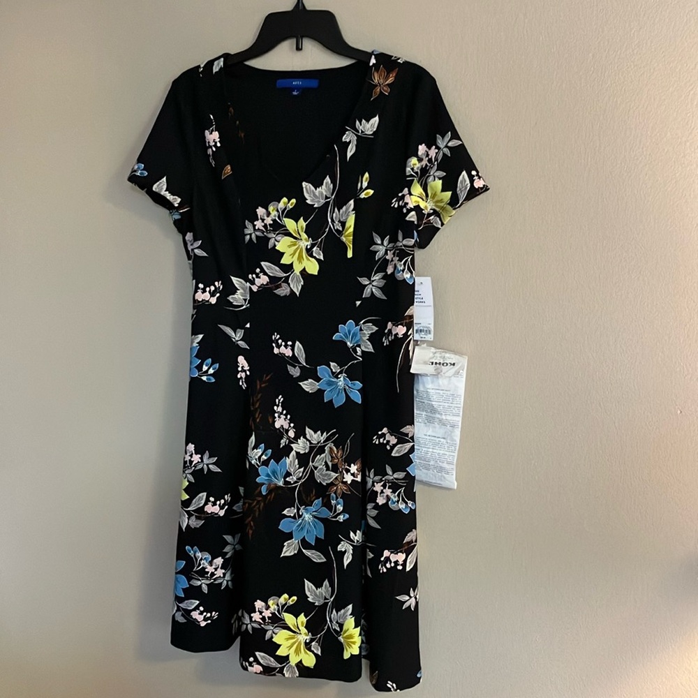 NWT Black dress with flowers size large